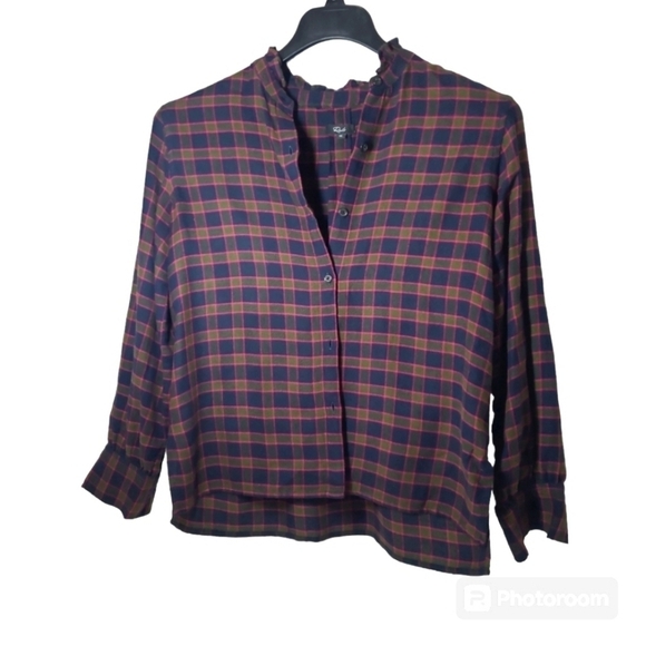 Rails Andie Plaid Button Down Shirt Size Extra Small in Navy Olive Fus… - Picture 2 of 16